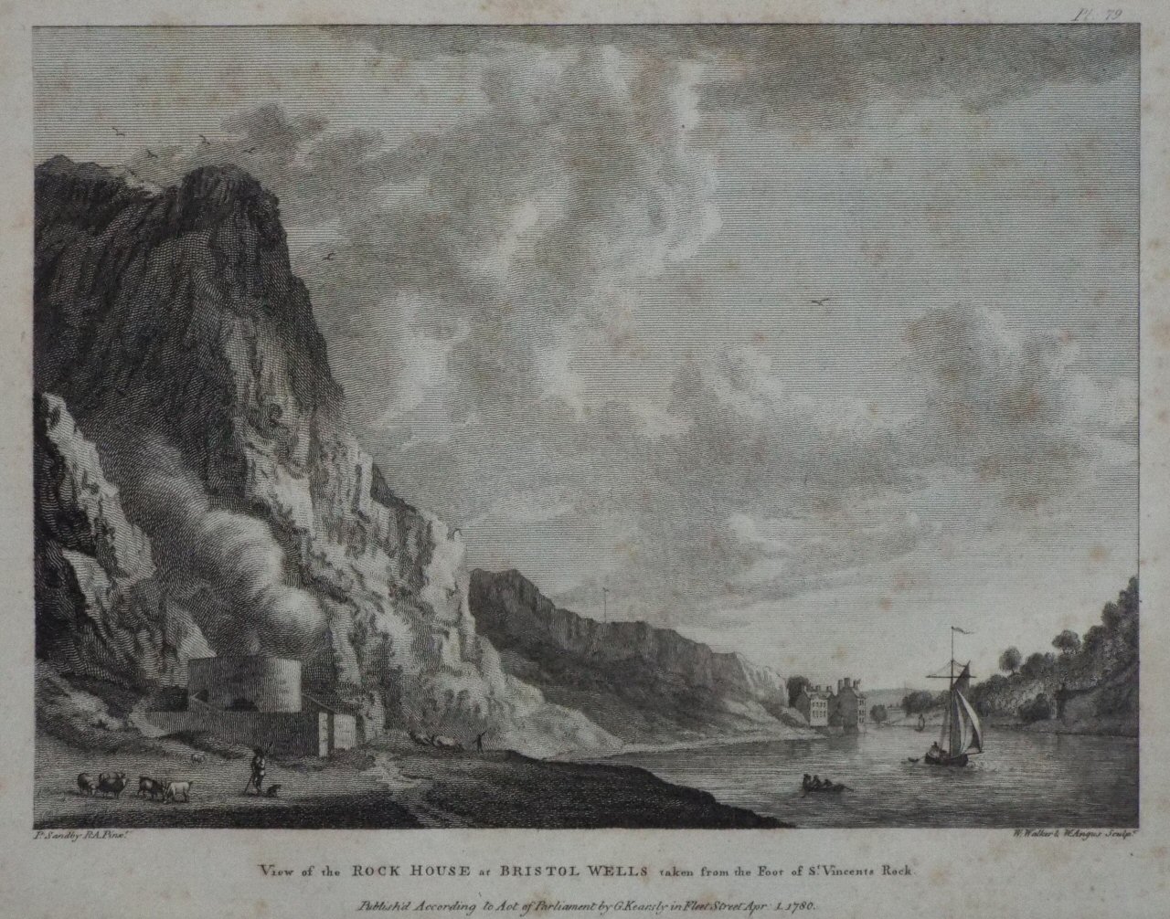 Print - View of the Rock House at Bristol Wells taken from the Foot of St. Vincents Rock. - Walker
